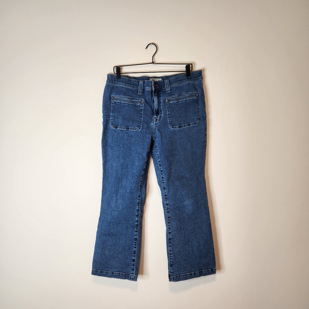 Madewell Kick‎ Out Crop Mid Rise Jeans Elkton Wash Size 32 - Picture 2 of 8